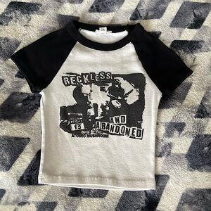black and white band tee crop top